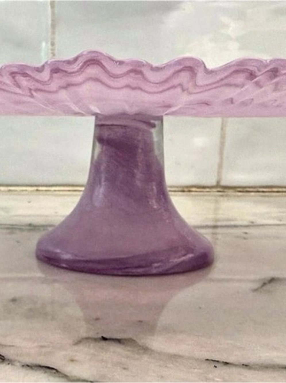 Anthropologie Gemmie Glass 9" Cakestand Pink